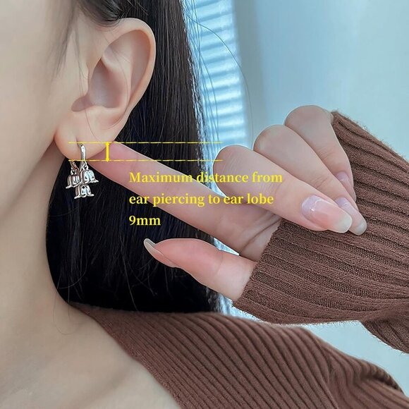 Sterling Silver Hoop Earrings Small Dangle Lily of the Valley Trendy Jewelry - Picture 4 of 6